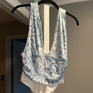 blue blush lowcut bodysuit